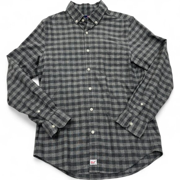 Vineyard Vines Gray Slim Fit Murray Cotton Plaid Button Down Shirt Men's Small - Picture 1 of 8